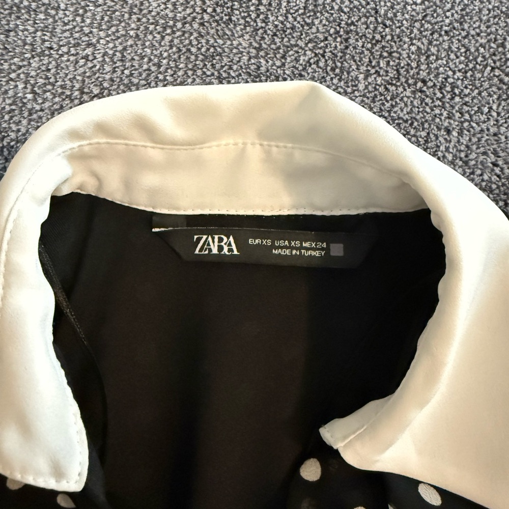 Zara Black and White Polka Dot Long Sleeve Dress - Picture 4 of 4